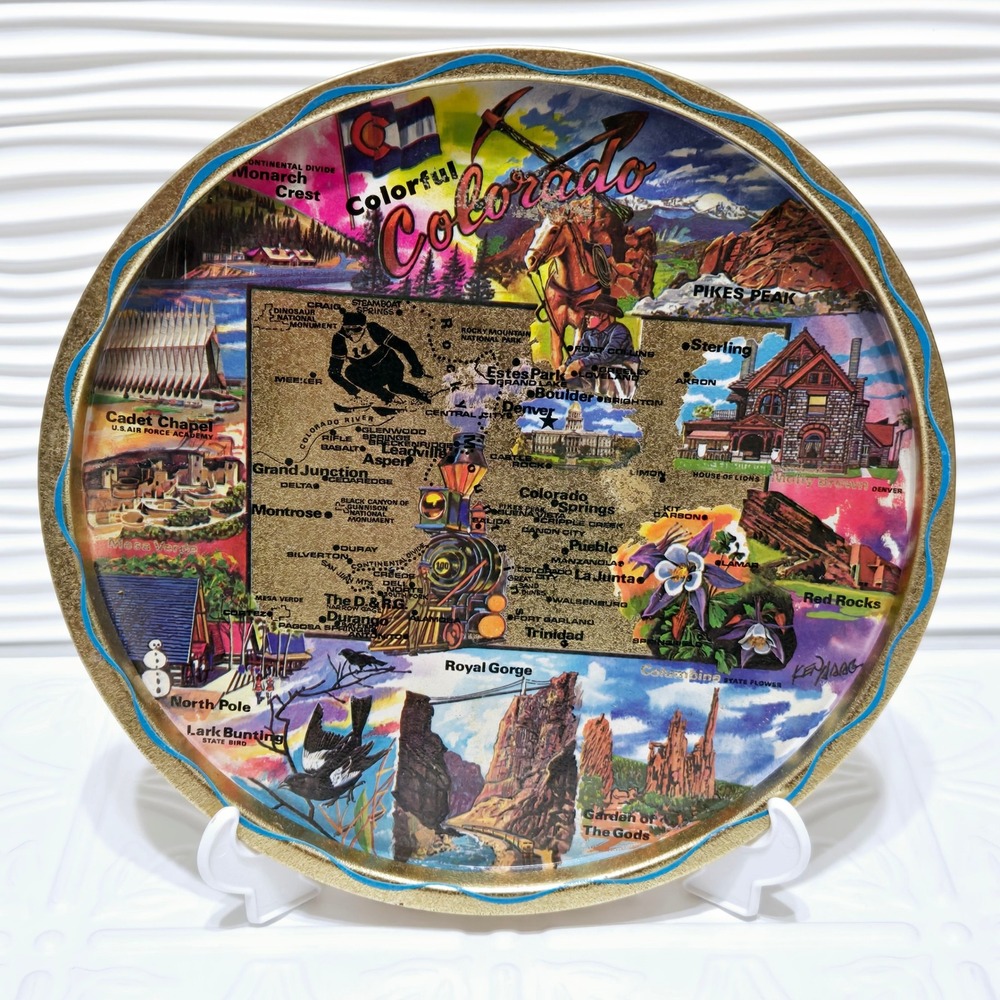 Vintage Colorado Souvenir Metal Serving Tray 11"